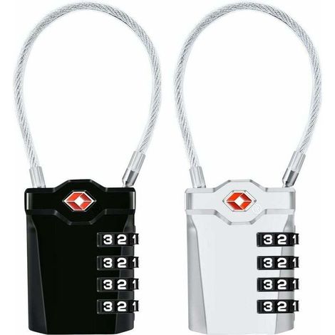 Gepäckschlösser, 2er-set, 4-stellige Kombinationsschlösser Für Koffer Und Taschen (schwarz + Silber)