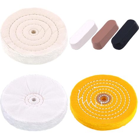 6 Stück 6 Zoll Professionelle Polierscheiben Mit 3 Farben Poliermittel-set, Einschließlich Baumwolle (48 Lagen), Gelb (39 Lagen) Und Flanell (30 Lagen)