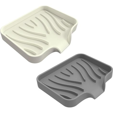 2er-pack Seifenschalen Mit Abtropftablett – Schnell Trocknender Organizer Für Das Waschbecken Im Badezimmer, Enthält Rasierflaschenhalter, Platzsparendes Design (grau-beige, 2 Stück)