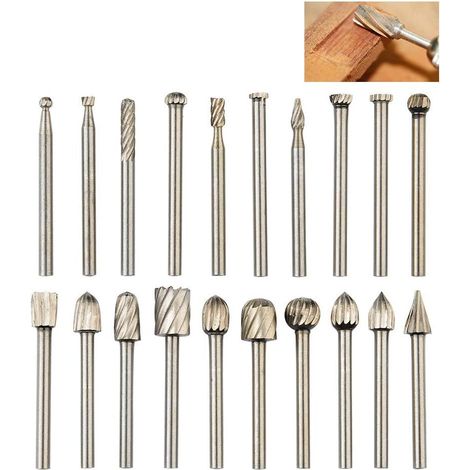 20-teiliges Set Rotierende Fräser, Hartmetall-fräser, Cutter-die-fräser, 1/8'' (3 Mm) Schaft Dremel-burr-bits Für Diy-holzarbeiten, Schneiden, Gravieren, Bohren