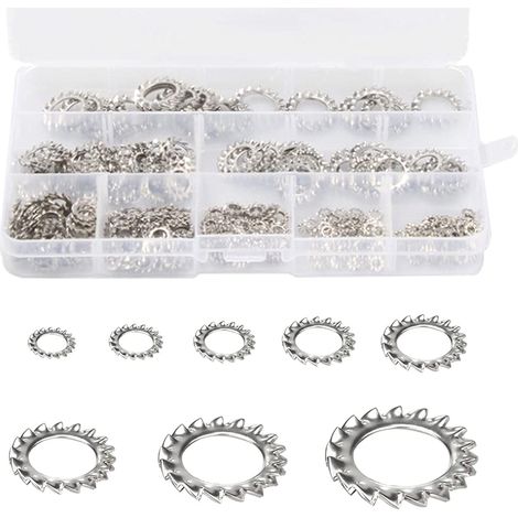 300 Stück Zahnscheiben, Edelstahl-sicherungsringe, Gezahnte Unterlegscheiben, Sicherungsscheiben, Außenverzahnte Unterlegscheiben, Sortiment-set (m2,5 M3 M4 M5 M6 M8 M10 M12)