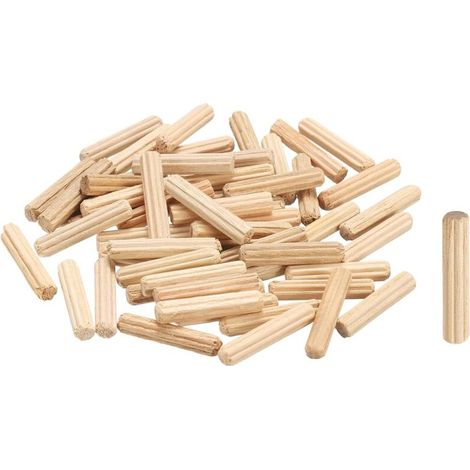 Satz Von 100 Geraden, Geriffelten Holzdübeln - 4 Mm X 20 Mm - Für Bastelarbeiten, Möbelbau Und Heimwerken