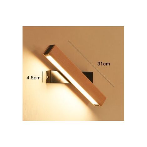Led-wandleuchte, 6w Holz Wandleuchte Innen 360° Drehbar, Kaltweiß Wandlampe Für Schlafzimmer, Wohnzimmer, Büro, Flur, Durchmesser 31cm [energieklasse E] (schwarz)