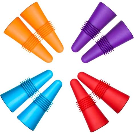 8 Stück Weinverschlüsse, Wiederverwendbarer Silikon-flaschenverschluss Mit Griff Für Korken, Um Den Wein Frisch Zu Halten - Rot, Blau, Orange, Lila
