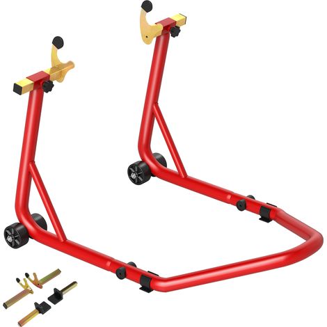 Motorrad-hinterrad-blocker Für Reifen, Tragfähigkeit 544 Kg, Mit Verstellbaren U- Und L-gabeln Aus Stahl, 69x58,5x34,5 Cm, Rot