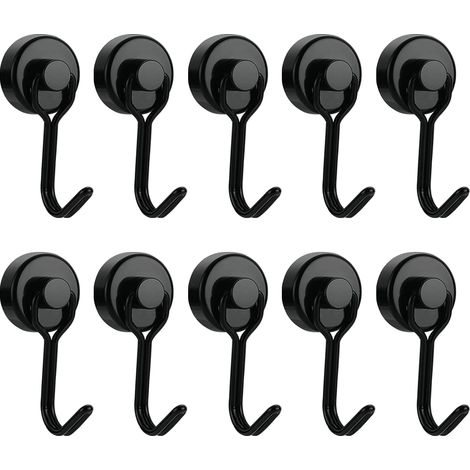 Magnetische Häkchen, Ultra-starke Magnetische Kleiderbügel, Starke Magnete Zum Aufhängen Am Kühlschrank, Maximale Tragfähigkeit: 15 Kg, Schwarz, 10er-pack