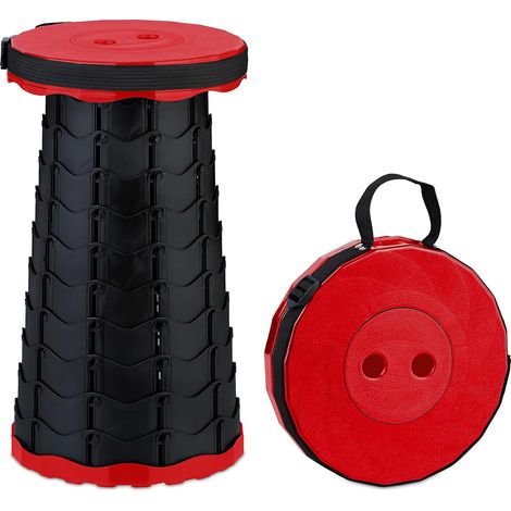 1 Teleskopischer Hocker In Schwarz Und Rot (25–2540 Cm), Verstellbar, Mit Tragegurten Und Einziehbarem Sitz