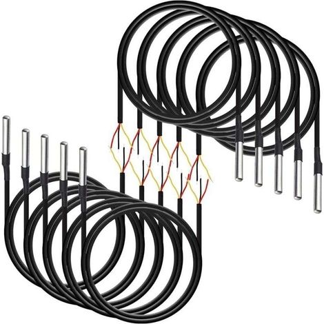 10er-pack Wasserdichte Digitale Temperatursensoren, Bereich -55°c Bis 125°c, Mit 1-meter-kabel