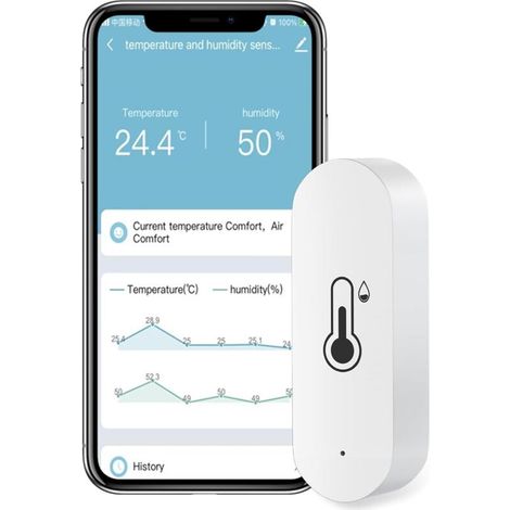 Intelligenter Kabelloser Wifi-thermometer Und Hygrometer Für Innentemperatur Und Luftfeuchtigkeit, Benachrichtigungs-alarm-app, Kompatibel Mit Alexa, Für Baby, Zuhause, Garage, Gewächshaus