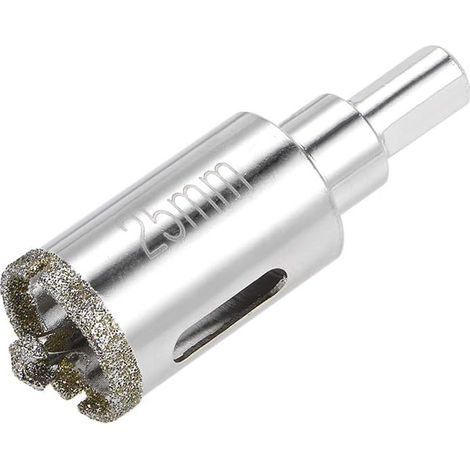 Diamantbohrer Für Lochsäge In Glas Mit Zentrierendem Positionierbohrer Für Glas, Keramik, Porzellan, Fliesen 25 Mm