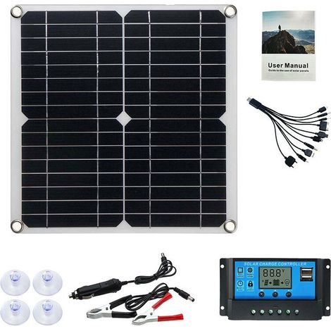 12w Monokristallines Solarpanel Photovoltaik-modul 100a Laderegler Für Auto Wohnmobil Haus Garten Batterieladegerät