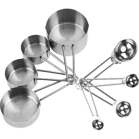 Set Aus Edelstahl-messbechern Und -löffeln, Kochutensil Für Zucker, Kaffee, Milch, Küchengadget, 8-teilig