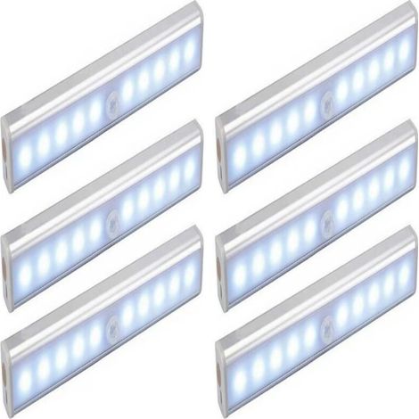 6er-set 10-led-lampen, Kabellos, Usb-aufladbar, Magnetisch, Mit Bewegungsmelder, Tragbar. Schrankbeleuchtung, Notfallleuchte, Kinder-nachtlicht, Zusatzbeleuchtung
