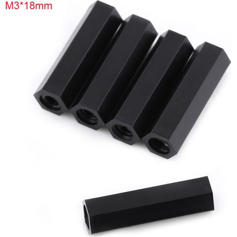 100 Schwarze Pa66-gewindeeinsätze M3 Innengewinde X Sechskant (m318)