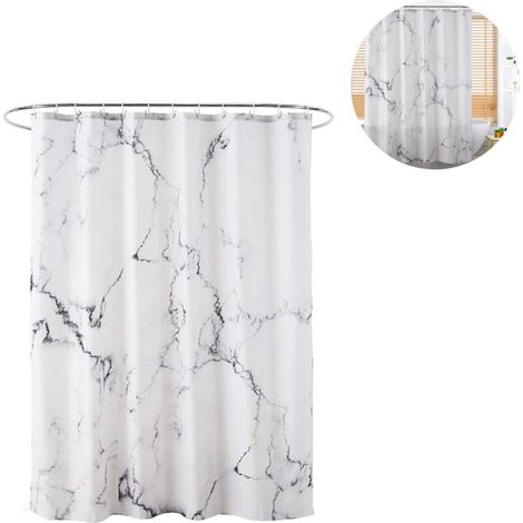 Duschvorhang, 180 × 180 Cm Duschvorhang Aus Marmor, Schimmelresistent, Wasserdicht Aus Polyester Mit 12 Duschvorhangringen, Duschvorhänge Für Badewanne Und Dusche Im Badezimmer