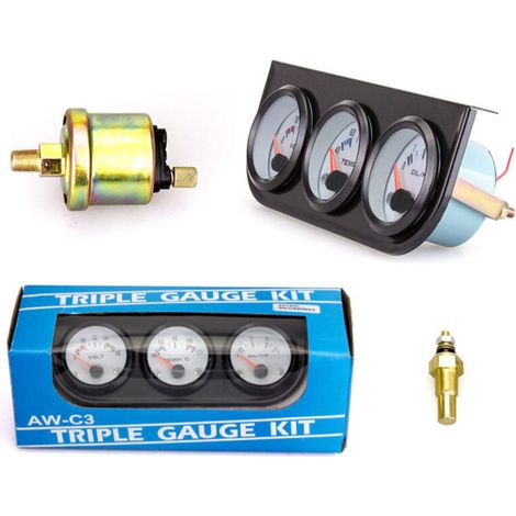 Universelles Dreifach-messgerät-set Für Autos – Wassertemperatur 40-120℃ – Voltmeter 8-16v – Öldruckanzeige 0-7kg – 52mm