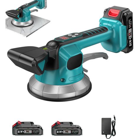 Kabellose Vibrations-saugnapf-fliesenverlegemaschine – Nivelliergerät Mit 2x1500mah Akkus, 145mm Saugnapf, 10 Einstellbare Geschwindigkeiten, 150 Kg Tragkraft Für Profis Und Heimwerker