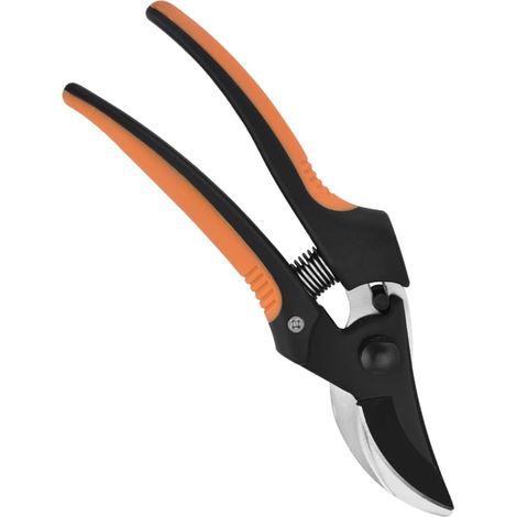 Gartenschere Mit Geraden Klingen, Hochwertige Stahlklingen Mit Antihaftbeschichtung, Länge: 20 Cm, Schnittdurchmesser: 2,2 Cm, Schwarz/orange