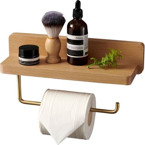 Doppelte Wand-toilettenpapierhalter Aus Massivem Buchenholz – Klebe- Oder Schraubenmontage – Abgerundete Ecken Für Sicherheit – Modernes Design