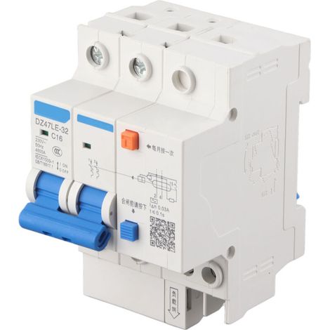 Fehlerstrom-schutzschalter 230 V/16 A Dz47le 32 2p+2 C16