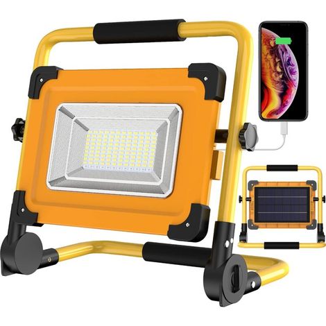 Solar-led-baustrahler 100w – 120 Leds – 12000mah – Wasserdicht Ip65 – 4 Beleuchtungsmodi Für Baustellen Und Camping