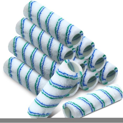 Set Aus 12 Mikrofasermalwalzenbezügen, 22,5 Cm X 7 Cm, Für Wand- Und Deckenmalerei, Innenraum-malerbedarf (grün, Blau)