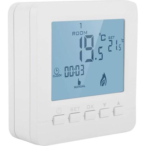 Programmierbarer Kabelloser Thermostat Rf 230v – Pc-material Feuerhemmend – Wochenprogrammierung – Urlaubsmodus – Genauigkeit 0,5℃ - Ac230v