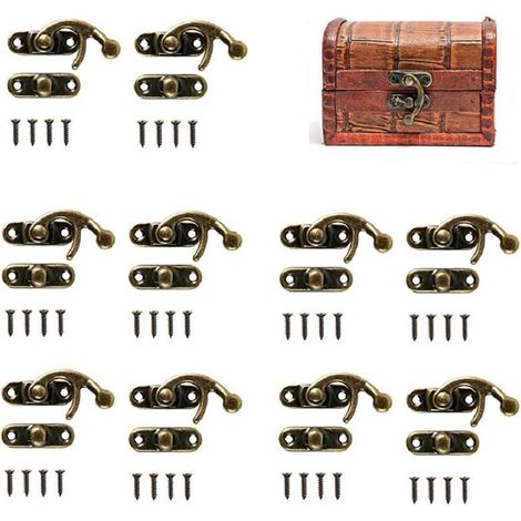 Bronze Antikton Rechteckiger Riegelhaken Mit Schraubriegel, Basteltasche, Holz, Schmuckkästchen Dekoration, 10 Sets
