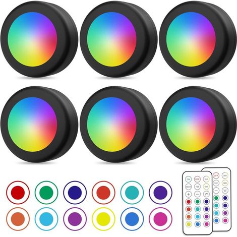 Kabellose Led-spot-beleuchtung, Dimmbar Mit Fernbedienung, 12 Rgb-farben, 6er-pack Schrank- Und Kleiderschrankbeleuchtung