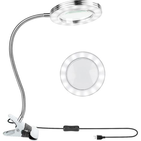 Led-lupenlampe Mit Klemme, 8x Beleuchtete Lupe 360° Mit Metallklemme, Usb-betrieben Für Hobbys, Lesen, Künstler-atelier Und Präzisionsarbeiten