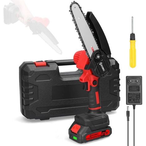 Mini-akkukettensäge, 6-zoll Kabellose Elektrische Kettensäge Mit 1300 Mah Akku Für Baumschnitt, Gartenarbeit Und Diy-projekte