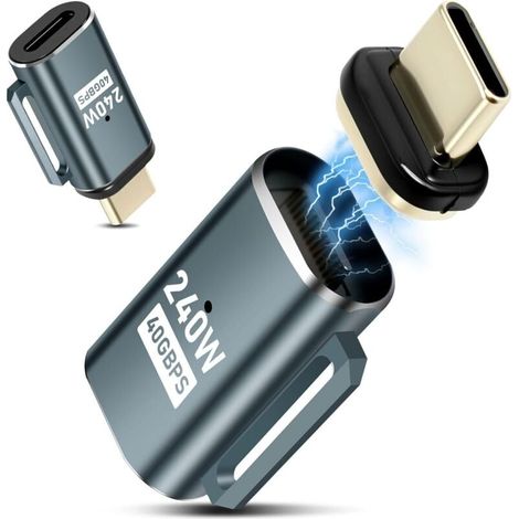 2er-set Magnetische Usb-c-adapter, 24-polig Usb4 Stecker Auf Buchse, 240 W, 48 V/5 A, 8k@60hz Videoübertragung, 40 Gbps Datenübertragung, Grün-grau