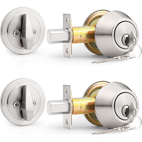 Sicherheitszylinderschloss Mit Seitlichem Schlüssel, In Gebürstetem Satinnickel, Mit Schlüsselgriff, 2 Stück