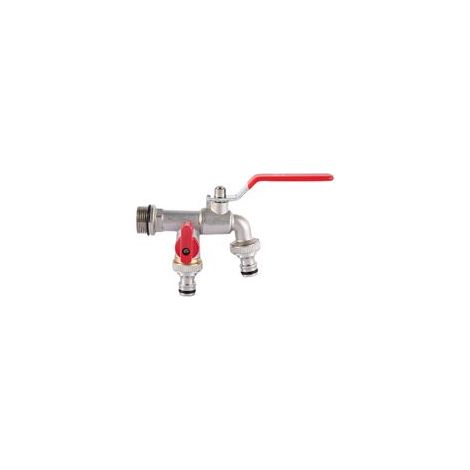 Doppelter Gartenhahn, Wasserhahn Aus Messing, Hochwertiger 3/4-zoll-hahn - Rot