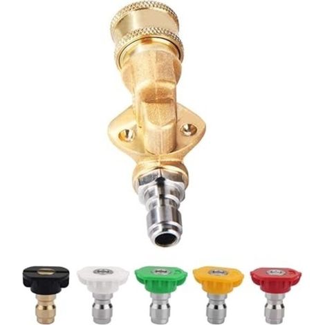 Hochdruckreiniger Drehgelenk Rotierende Kupplung Aus Messing Einstellbar In 5 Winkeln Mit 5 Turbo-düsen Hochdruckreiniger-zubehör Für Reinigungspistole 1/4" Schnellanschluss