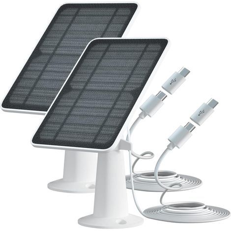 Solarpaneele Für Drahtlose Überwachungskameras Im Außenbereich (2 Stück, 5v 4w, Ip65, Wasserdicht, Mit Akku, Usb- Und Type-c-anschluss).
