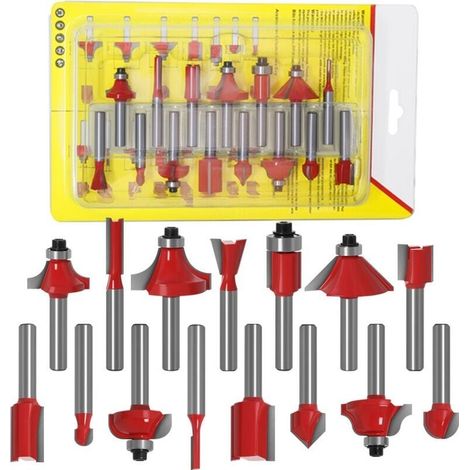 15-teiliges 6,35 Mm Fräser-set Für Oberfräsen, Hartmetall-fräser Im Koffer, Holzwerkzeug Mit Profil Aus Wolframkarbid - Liaiki