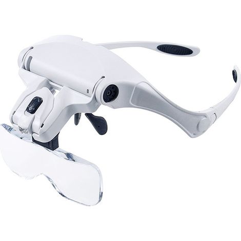 Loupe Mit Led-beleuchtung - Lupenbrille Mit 2 Frontalen Led-lichtern, Vergrößernde Kopfbandlupe - 1x Bis 3,5x Elektronischer Zoom, Für Schmuck Und Uhren