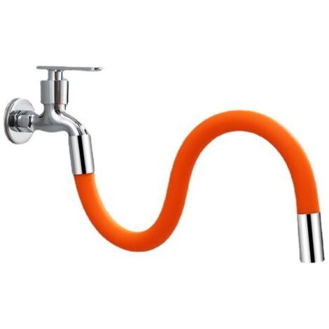 50 Cm Wasserhahnverlängerung, Universelle Flexible Verlängerung – Formbarer Und Flexibler Silikonschlauch, Küche, Bad, Spüle, Handbrause, Formbar, 360°, Orange Flit