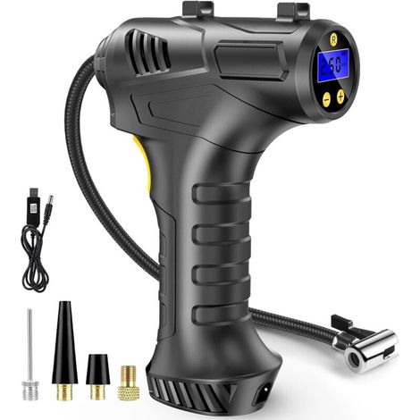 Kabelloser Luftkompressor Zum Aufpumpen Von Reifen, Usb-wiederaufladbarer 12-v-akku, Tragbare 150-psi-autoluftpumpe, Digitale Elektrische Luftpumpe Mit Led-licht Und 3 Düsenaufsätzen