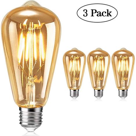 Vintage-glühbirne, Tonitott Led Edison Glühbirne Warmlicht E27 4w Antike Vintage Glühlampe Mit Retro-filament Für Nostalgie Und Retro Beleuchtung In Café, Bar, Zuhause Usw. - 3 Stück