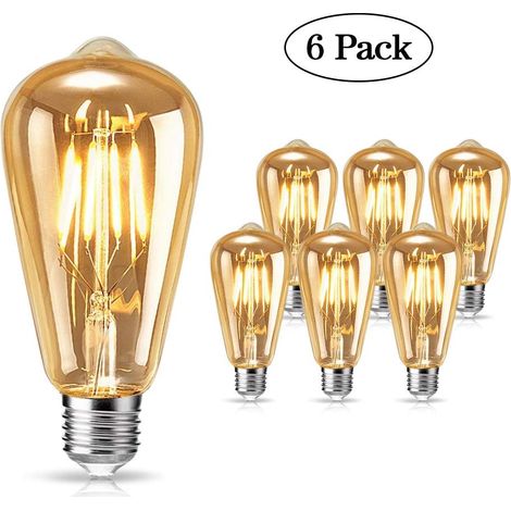 Vintage Edison Glühbirne, Led Edison E27 4w Warmweißes Licht, Antike Retro-glühbirne Für Nostalgie Und Retro Beleuchtung Im Haus, Café, Bar Usw. - 6 Stück