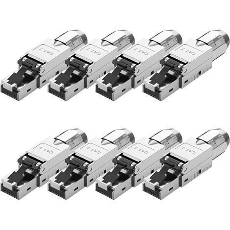 Satz Von 8 Werkzeugfreien Cat7-rj45-netzwerksteckern Für Lan-kabel, Vollständig Geschirmt Stp, 10 Gbit/s, Kompatibel Mit Cat7-kabeln, Cat7-lan-stecker Für Ethernet, Awg 22-24