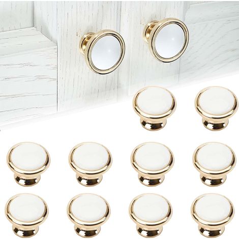 Küchenmöbelgriffe, 10 Goldene Möbelgriffe, Schubladenknöpfe, Weißgoldene Möbelknöpfe Für Schubladen Und Schminktische