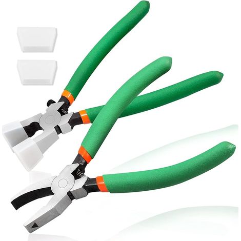 Set Aus 2 Grozier-glaszangen Mit 2 Paar Ersatz-gummispitzen, Schlüsselanhänger-zange, Glaszange Für Den Glasschnitt