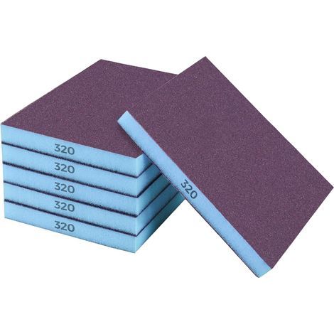 Set Aus 6 Waschbaren Und Wiederverwendbaren Schleifschwämmen, Körnung 320, Für Wände Und Holz