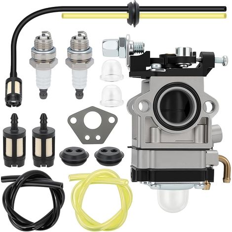 Vergaser-kit Für 2-takt-motoren, Geeignet Für Rasentrimmer Und Rasenmäher Mit 43 Cm, 49 Cm Und 52 Cm Schnittbreite, Komplettes Reparaturset Mit Dichtungen, Kraftstoffschläuchen, Zündkerze Und Kraftsto