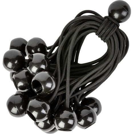 Elastische Spanngurte Mit Kugeln - 25er Pack, 15 Cm Universal-spanner Mit Befestigungen - Robuste Elastische Gurte, Ideal Für Camping, Gepäck Und Planen - Schwarz