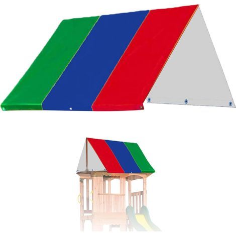 Gemischte Farben Rot, Blau Und Grün, Ersatzdach Für Spielplatz, Spielüberdachung Aus 132x228cm Oxford-stoff, Wasserdichte Sonnenschutzplane Für Schaukeln, Abdeckung
