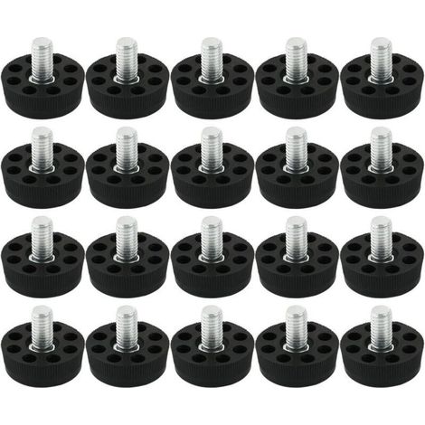 Schwarze Verstellbare Gleiter Für Tisch- Und Stuhlbeine, 20er-pack, Geeignet Für Tische Und Stühle, Bodenschonend, 8 Löcher, Gewinde M8 X 20 Mm.